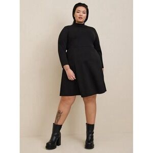 NWT Torrid Mini Studio Cupro Mock Neck Dress Classic Black Size:‎ 1 1X (14-16)